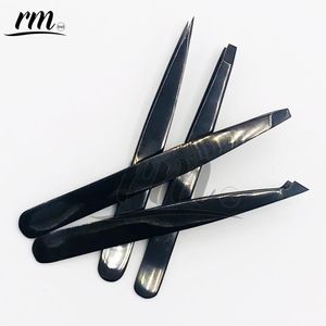 Ensemble de pinces à sourcils en acier inoxydable Plasma noir de qualité supérieure 4 pièces pointe inclinée Styles les les plus demandés à bas prix - Product Image 1