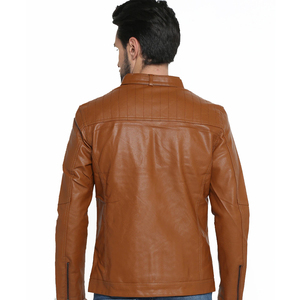 Men's <b>Stand</b> Collar Leather Windbreaker Jackets Waterproof Breathable Eco-Friendly Coated for Winter Outdoor/Casual/Street Wear - Product Image 2
