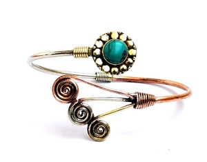 Handmade Women's <b>Silver</b> Plated Turquoise Stone Bohemia Flower <b>Cuff</b> <b>Bracelet</b> for Anniversary - Product Image 1