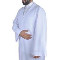 Thobe pour homme à manches longues, col montant, en coton, longueur au sol, style Moyen-Orient, couleur unie, respirant, pour usage quotidien décontracté
