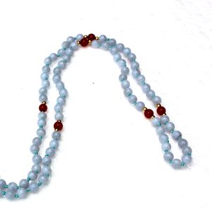 สร้อยคอลูกปัดอาเกต6มม. ลายลูกไม้สีฟ้าประดับหินคริสตัลบำบัดธรรมชาติสำหรับเป็นของขวัญในโอกาสทางศาสนา - Product Image 5