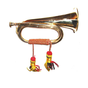 Bocina de latón y cobre con cordón rojo, claxon de caza con esmalte brillante, para uso doméstico y boda - Product Image 2