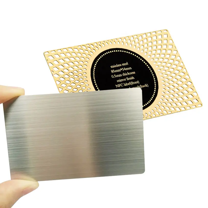 Toptan özel logo paslanmaz çelik standart ölçü metal kabartmalı kartvizit