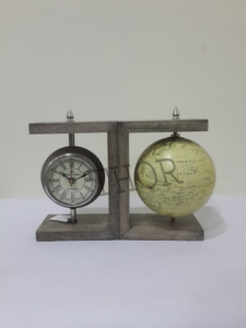 Sujetalibros de madera con diseño de reloj del Viejo Mundo, Mini Mapa pequeño, Base de madera, soporte decorativo para libro - Product Image 2