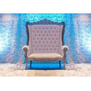 Canapé de luxe argenté à dossier haut pour mariage Fauteuil de mariage élégant à dossier haut Siège d'amour pour mariage blanc Siège d'amour pour reine - Product Image 1