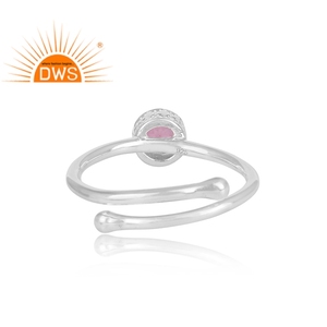 <b>Indian</b> Handmade 925 Sterling Silver Bezel Setting Round Pink Topaz Gemstone Wedding Trendy <b>Ring</b> - Product Image 4
