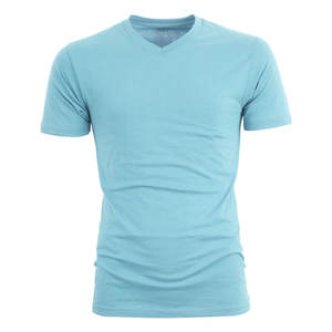 เสื้อยืดคอวีสำหรับผู้ชายผ้าฝ้าย100% ระบายอากาศลายพื้นพิมพ์ดิจิตอลแบบถักผ้าว่างเปล่า - Product Image 1