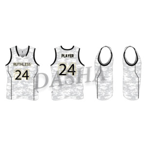 Camiseta de baloncesto de camuflaje gris claro personalizada al por mayor para Hombre Nuevo diseño de uniforme sublimado de talla grande transpirable - Product Image 4