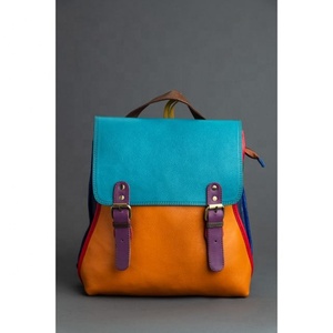 LW Recycled Leather <b>Medium</b> <b>Backpack</b> Handmade Hair On Shoulder Bag Colorful Leather Travel Drawstring Women's <b>Backpack</b> - Product Image 3