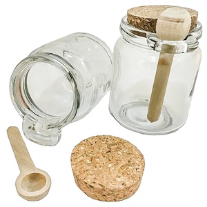 Pot de conservation en verre transparent 8oz avec bouchon en liège et cuillère en bois 240ml Pot à sel en verre - Product Image 1