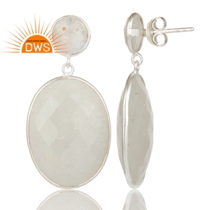925 Sterling Silver Oval Shaped Dangle Earrings Jewelry Wholesaler Natural <b>Chunky</b> Rainbow Moonstone Fine Earring Silver Jewelry - Product Image 2
