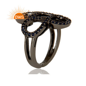 Anillo de plata de primera ley y zafiro azul para mujer, sortija, plata esterlina 925, medio infinito - Product Image 2