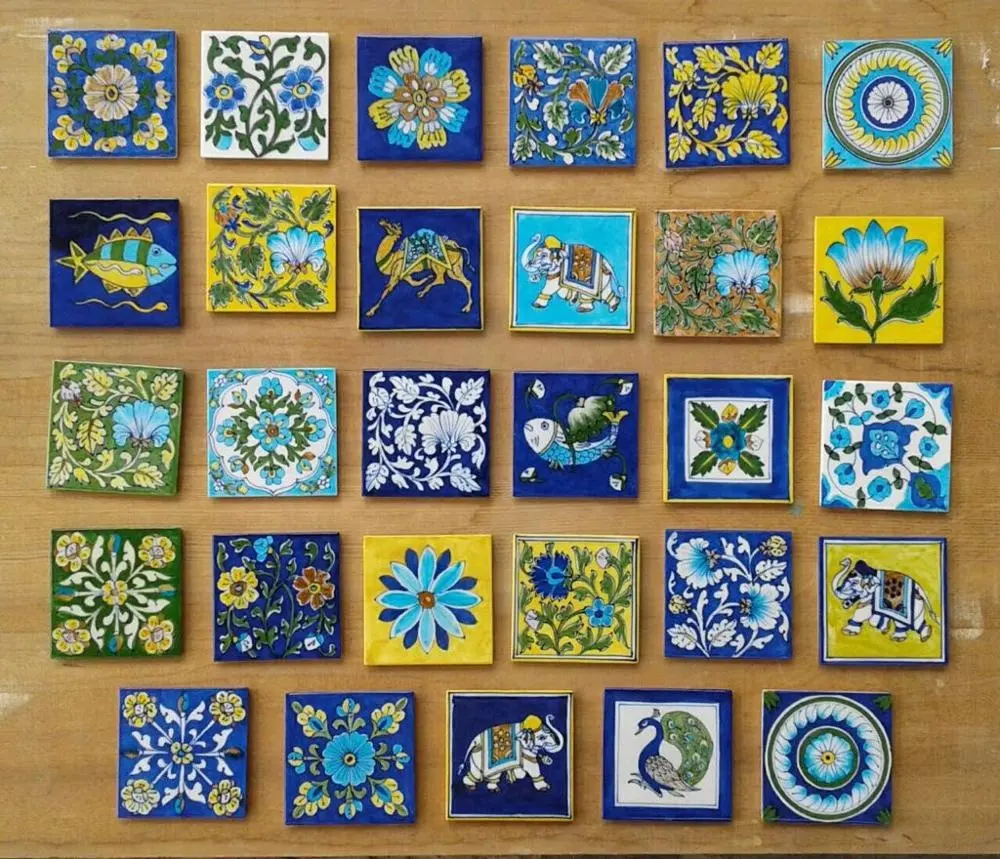 Hint mavi çanak çömlek el yapımı fayans çeşitli el boyalı hint seramik dekoratif mutfak Backsplash duvar dekor fayans