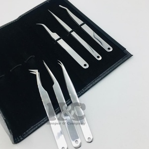 Pinzas de pestañas profesionales plateadas de alta calidad, pinzas de acero inoxidable, pinzas de extensión de pestañas postizas personalizadas, logotipo de visón - Product Image 2