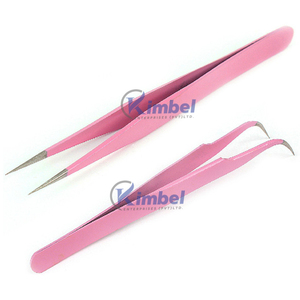 Pince à épiler professionnelle pour extension de cils forte courbe avec embouts de fibres parfaitement alignés revêtus de plasma pour des performances optimales - Product Image 6