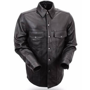 Blouson en cuir homme, de haute qualité, avec boutons avant, à la mode, hiver 2022 - Product Image 5