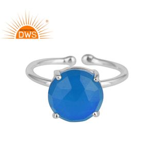บลู Chalcedony พลอยผู้หญิงแฟชั่นแหวนเครื่องประดับ925สเตอร์ลิงผู้ผลิตเครื่องประดับเงินดี - Product Image 1
