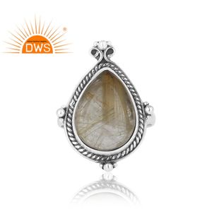 Anillo de Piedra Preciosa de Rutilo Dorado Natural, Anillo de Plata de Ley 925 de Diseño Antiguo Indio, Fabricante de Joyería, Colección Clásica - Product Image 2