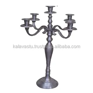 Cinco velas de Metal en acabado fino, mesa superior de aluminio, soporte de vela francés antiguo de siete brazos para decoración del hogar