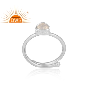 Natural Triangle Shaped Rainbow Gemstone Ring Jewelry Supplier Adjustable Design <b>Solid</b> Sterling <b>Silver</b> Ring Jewelry - Product Image 2