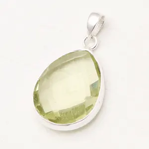 Silver plated single bail connector charms diy pendants beautiful lemon quartz gemstone classic necklace jewelry making supplier