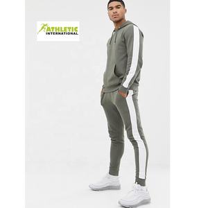 Nuevos trajes de fitness para hombre, chándales ajustados de manga larga para culturismo, Diseño a rayas, chándales informales de algodón de gran tamaño en blanco para hombre - Product Image 1