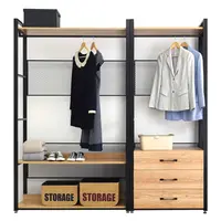 Modern Simple Metal Steel Wooden Wardrobe Closet Wall in Wardrobe Design Bedroom Sets Armoire Almirah