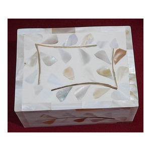 Handcrafted <b>White</b> Mother of Pearl Wooden <b>Gift</b> <b>Box</b> for Wedding - Product Image 1