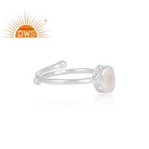 Bague en argent 925 avec pierre de lune naturelle arc-en-ciel, vente en gros, bijoux - Product Image 3