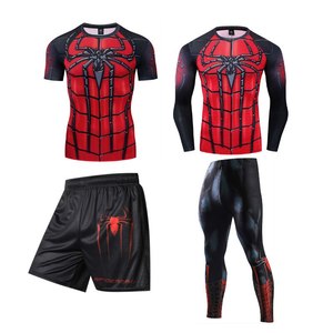 Wholesale Compression Pants Shirt Top Long Sleeve Jacket Set Suit Face Cover Gym Fitness Sets 5Pcs Men's Workout Clothes - Product Image 5