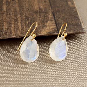 Bleu feu arc-en-ciel pierre de lune boucle d'oreille en argent Sterling 925 or 18 carats Vermeil bijoux fins cadeau pour femme femmes fiançailles - Product Image 3