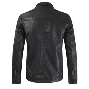 Blouson d'hiver en cuir Pu à col montant, blouson personnalisé pour homme, à la mode, vente en gros - Product Image 5