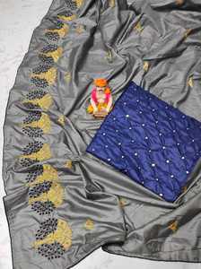 Nuevo y Elegante Sari de Jacquard de Seda Estampado para Fiesta, Prenda Étnica India para Mujer, Precio Bajo al por Mayor - Product Image 4