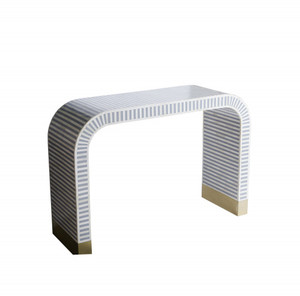 BONE INLAY-consola con cable, taburete gris en MDF para sala de estar o cama - Product Image 1