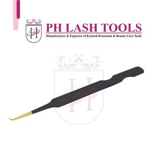 Gancho de injerto de pestañas de acero inoxidable de alta calidad, en COLOR negro, con punta dorada, Etiqueta Privada - Product Image 5