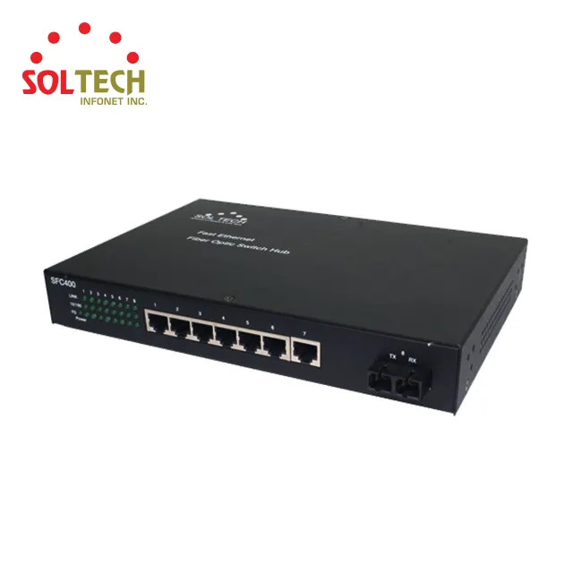 OEM/ODM 관리되지 않는 기가비트 이더넷 광섬유 스위치 100Mbps TP 7 포트 + SC 광섬유 1 포트 멀티 모드 (모델: SFC400-SCM)