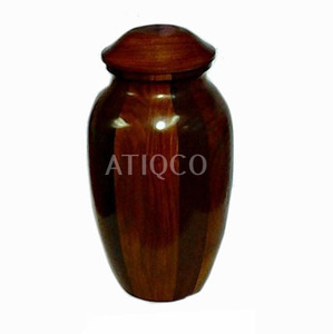 Urne de crémation Art déco élégante en bois de haute qualité avec incrustation de points en laiton Stockage commémoratif pour les cendres humaines lors des funérailles - Product Image 4