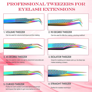 แหนบต่อขนตา,แหนบไทเทเนียมปลายแหลม90องศารัสเซียปรับปริมาณได้หลายสี - Product Image 6