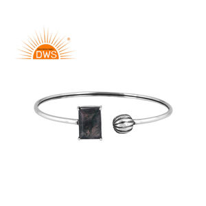 Oxydé 925 Sterling Silver Naturel Mousse Agate Pierres Précieuses Buggette Conception Bracelet Bijoux Pour Femmes Cadeau Pour Elle - Product Image 1