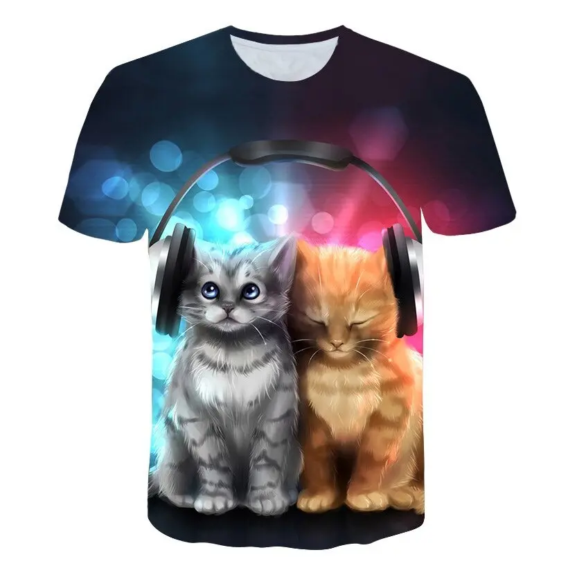 3D Animal Printed T Shirt For Children Boys Girls Summer Short sleeve Cat T-shirt Funny T-shirt Kids Children Clothes