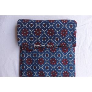 ครามพิมพ์วัสดุ Ajrakh เลานจ์สวมใส่ผ้าฝ้าย100% อินเดียแบบดั้งเดิมทำงานฝีมือผ้า - Product Image 3