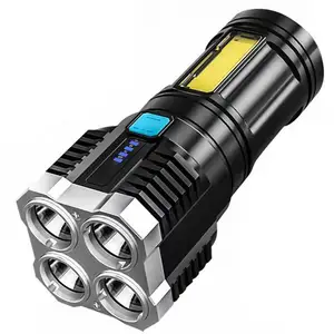 New 4 Lamp Beads glare flashlight USB charging portable LED concentrating long-range COB flashlight
