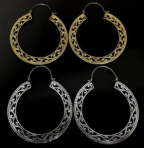 Đồng Thau Cổ Gypsy Ấn Độ Bộ Lạc Dân Tộc Hoop Dangle Mandala Bông Tai Dân Tộc Trang Sức Cổ Điển Màu Đồng Thau