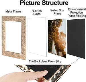 Rectangle Forme Or Couleur Brillant Poli Métal Verre Cadre Photo Noir Et Or Design Élégant Mur Décor De L'Inde - Product Image 4