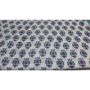 Tela estampada a mano de gasa India, tela estampada a mano de color Natural, tela de costura suave - Product Image 3