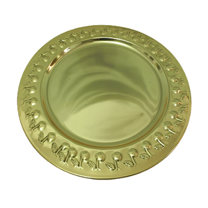 Assiette de présentation ronde en acier inoxydable faite à la main, design classique, pour mariage, événement, fête - Product Image 2