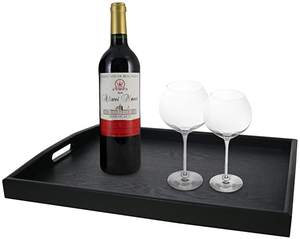 Plateau de service rectangulaire unique en métal galvanisé noir Design élégant Présentoir de petit déjeuner parfait Pièce de service élégante - Product Image 5