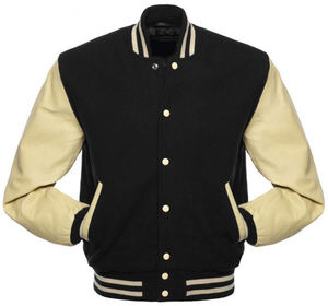 De alta calidad de lana cuerpo mangas de cuero bombardero chaqueta - Product Image 1