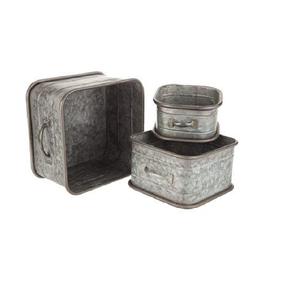 Ensemble de 3 récipients de stockage galvanisés en métal gris avec finition rustique parfaits pour les solutions de stockage d'aliments de restaurant d'hôtel - Product Image 4