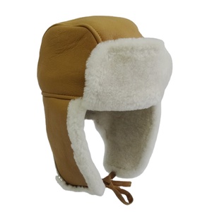Nuovo Design genuino in pelle di pecora australiana cappello peluche Shearling Trapper per adulti per feste di sport invernali di pesca - Product Image 2